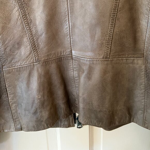 Marc New York by Andrew Marc LEATHER Biker Jacket size Small in Olive Green - Picture 13 of 15